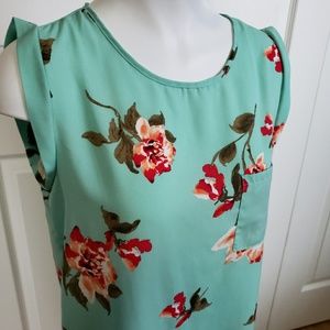 Turquoise Rose tunic summer dress pocket short med